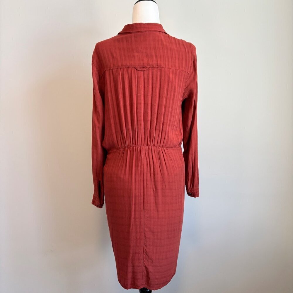 Maeve Anthropologie Bloomsbury Tie Shirt Dress Midi Chic Western Red Size 12 - Picture 10 of 13